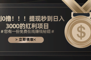 (11946期)暴利0撸!!!提现秒到日入3000的红利项目