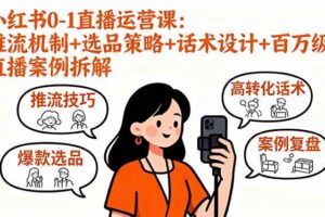 （16002期）小红书0-1直播运营课：推流机制+选品策略+话术设计+百万级直播案例拆解