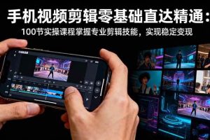 （16466期）手机视频剪辑零基础直达精通：100节实操课程掌握专业剪辑技能，实现稳…