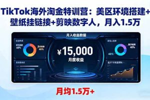 （16346期）TikTok海外淘金特训营：美区环境搭建+壁纸挂链接+剪映数字人，月入1.5万